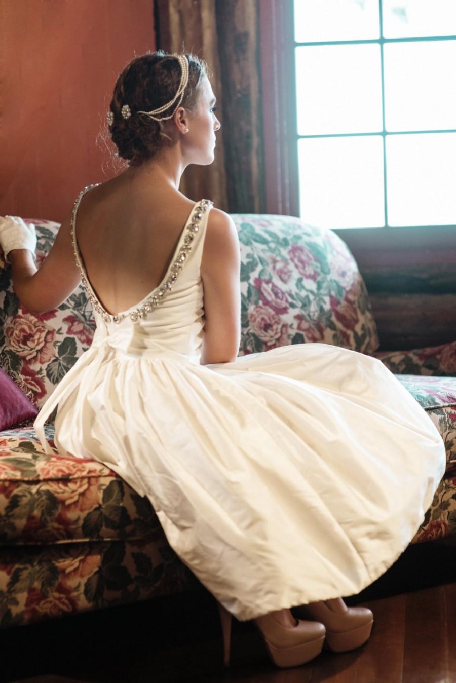 Свадьба - Backless Tea Length Wedding Dress, TWINKLE, White, Ivory, Colors