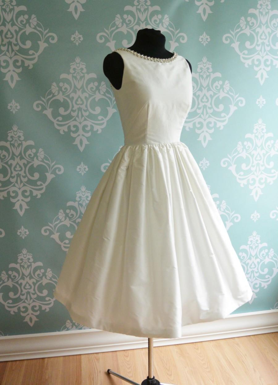 Hochzeit - Open Back Tea Length Wedding Dress, PROMENADE, White, Ivory, 290 Colors