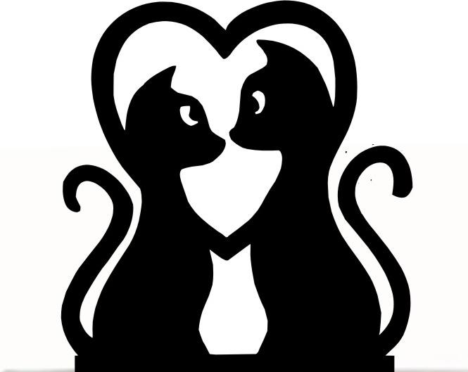 Mariage - Wedding Cake Topper , Couple Kitty Silhouette , Cat Lovers