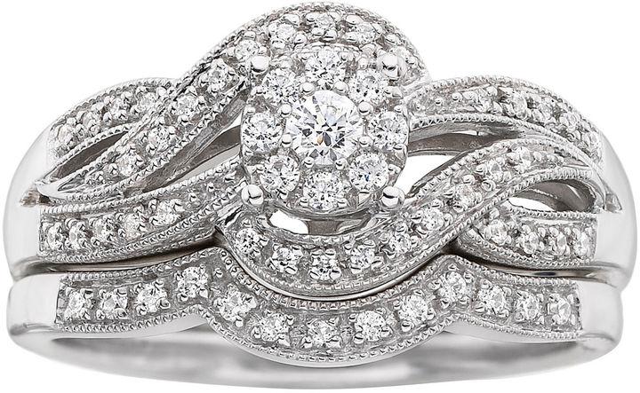 زفاف - FINE JEWELRY I Said Yes! 1/3 CT. T.W. Certified Diamond Wave Bridal Ring Set
