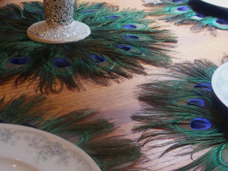 Hochzeit - 16" Peacock Feather Mats - As Featured on TLC's Four Weddings