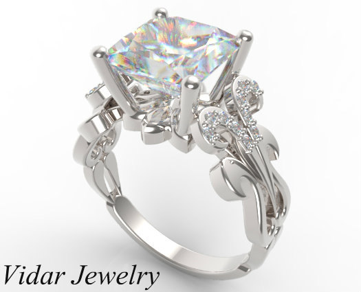 Mariage - Diamond Engagement Ring,Princess Cut Engagement Ring,Unique Engagement Ring,Diamond Engagement Ring,14k White Gold Engagement Ring,Custom
