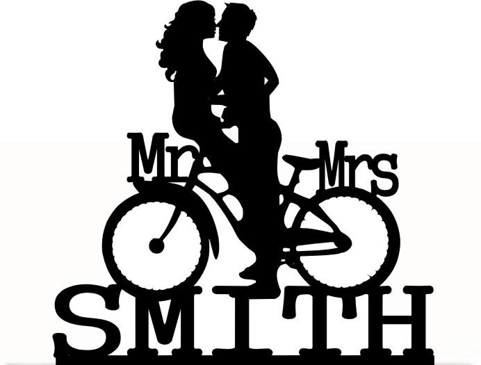 Wedding - Wedding Cake Topper Mr and Mrs Customized Bicycle with your Last Name