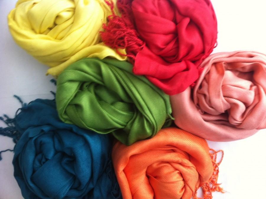 Hochzeit - 6 PASHMINA SHAWL.You can choose Any Color !!!!. Wedding Favors. Scarf. Pashmina Shawl. Bridal Shawl. Bridesmaid shawl. Bridesmaid gift.