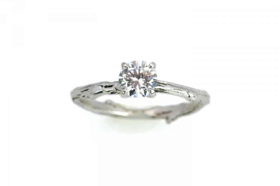 Hochzeit - 14KT Twig Engagement Ring with 5mm Moissanite