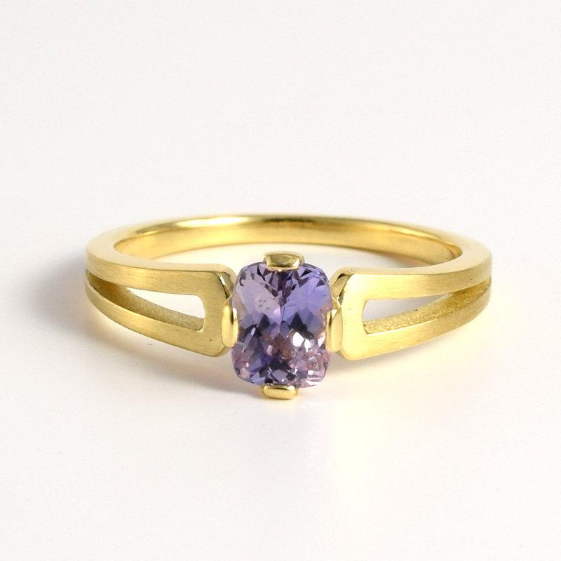 Hochzeit - SAPPHIRE 18k GOLD Engagement Ring 'TWIN' 