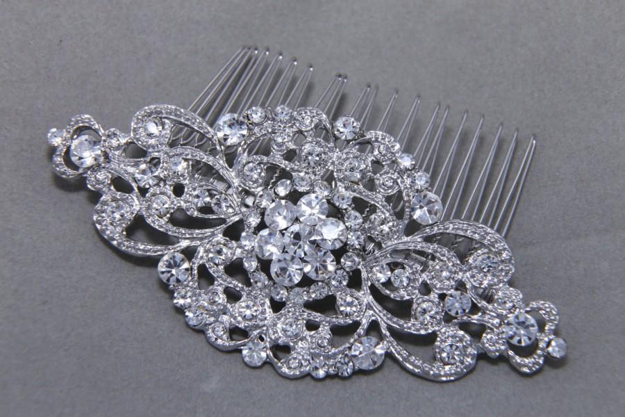 Hochzeit - Vintage Style Rhombus Rhinestone Crystals Hair Comb, Bridal Hair Comb, Wedding Hair Comb, Hair Accessory, Alligator Clip, Barrette Clip