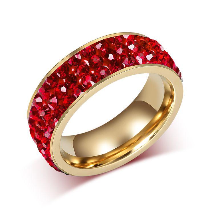 زفاف - 18K Gold Plated Stainless Steel Wedding Rings For Women
