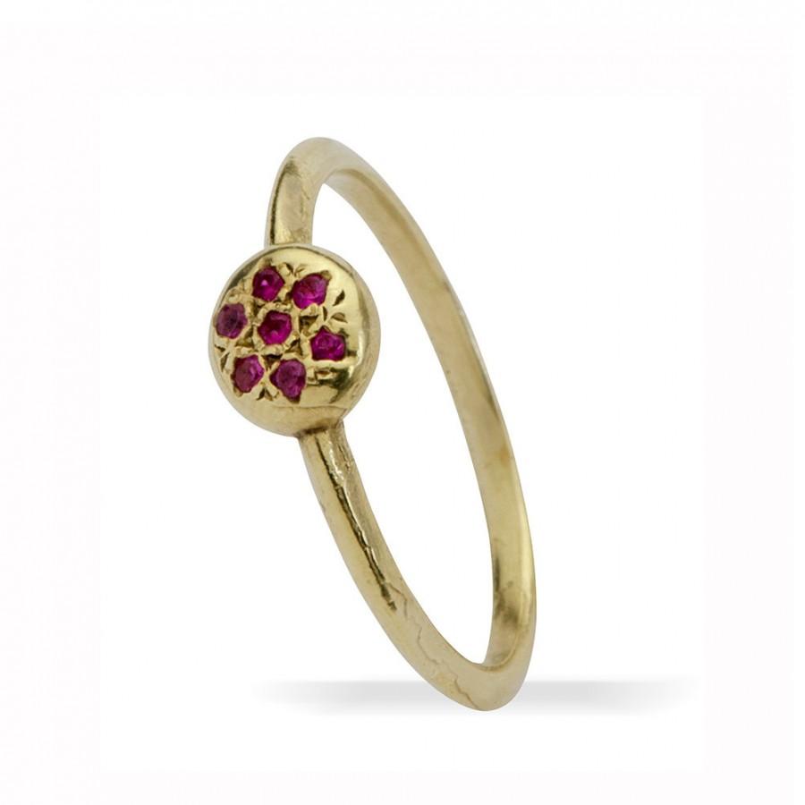 Mariage - Christmas Gift , Ruby Golg Ring, Engagement Ring, Wedding Ring, Yellow Gold, Wedding Band, Red Stone, Ruby, Stacking, Pink, Gemstone