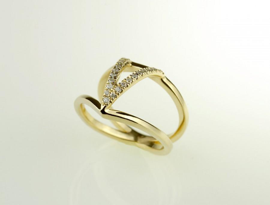 Hochzeit - Unique 14kt gold engagement ring , Diamonds 14Kt Gold Ring, RG-1053