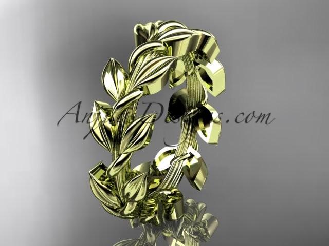 Wedding - 14kt rose gold leaf wedding ring, wedding band ADLR120G