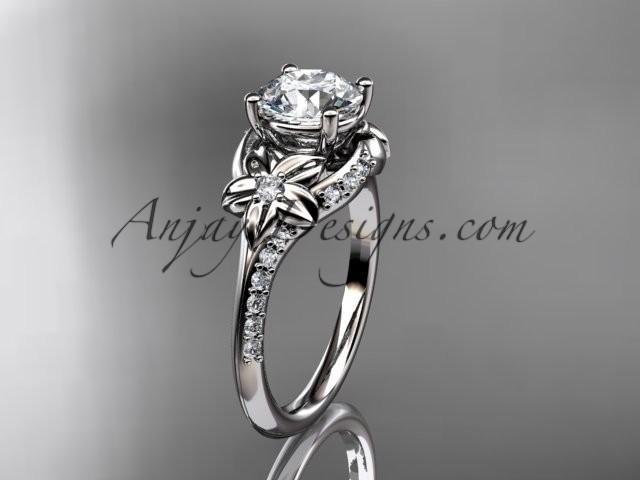 Mariage - 14kt white gold diamond floral wedding ring, engagement ring ADLR125