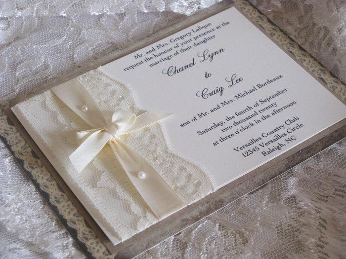 Hochzeit - Lace Wedding Invitation, Lace Wedding Invite, Wedding Invitation, Wedding Invite, Lace Invite, Lace Invitation, French Style Invitation