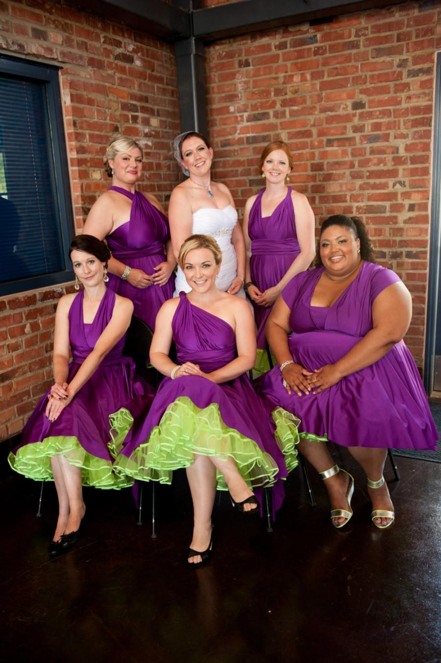 purple and green wedding dress
