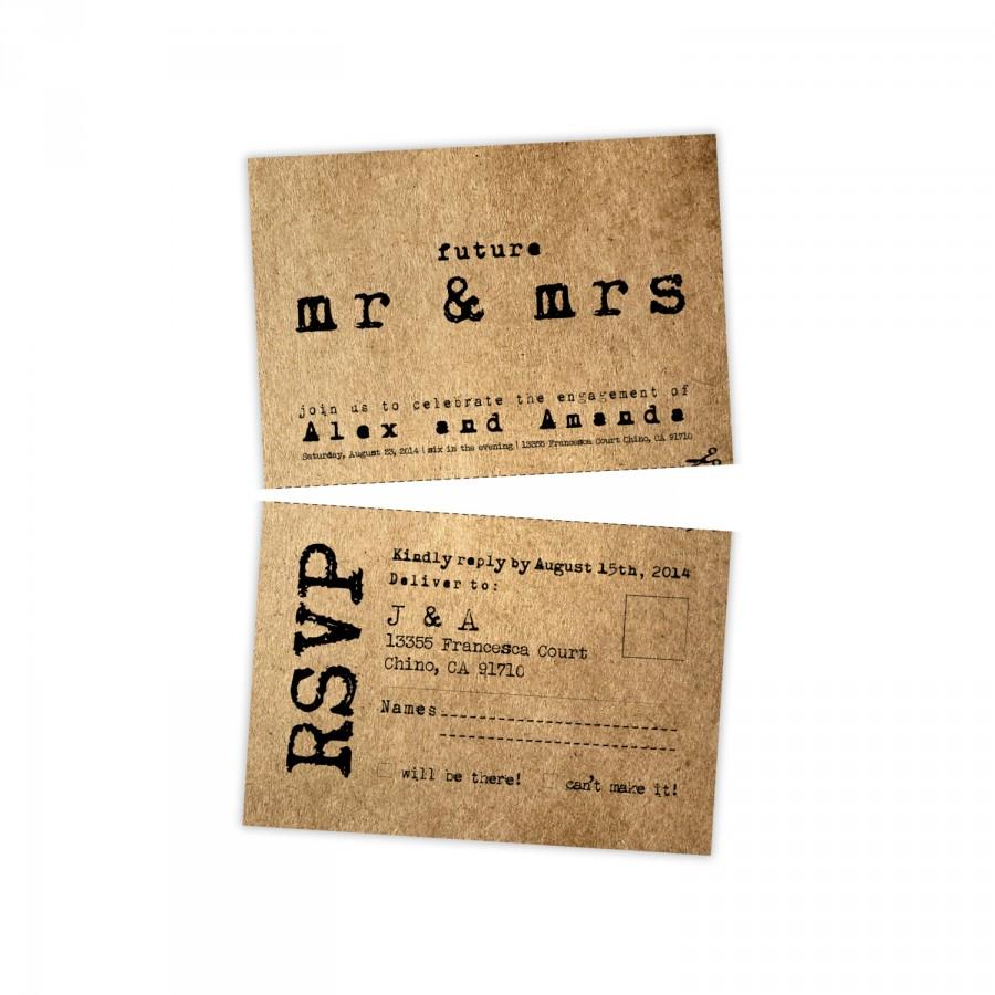 Mariage - Rustic Engagement Invitation - Kraft envelope - Country Wedding - Vintage wedding - Rustic wedding invitation - Rustic