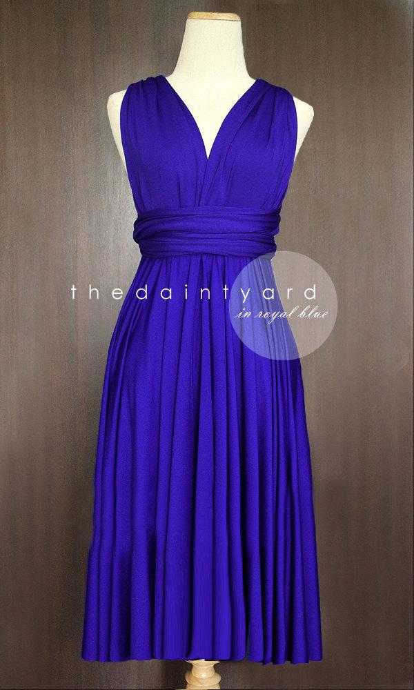 زفاف - Short Straight Hem Royal Blue Bridesmaid Dress Convertible Dress Infinity Dress Multiway Dress Wrap Dress Cocktail Dress Maid of Honor Dress