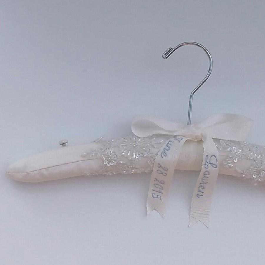 Mariage - Bridal Hanger, Padded Hanger, Personalized Hanger, Covered Hanger for the Bride...Lace and Lovely, White