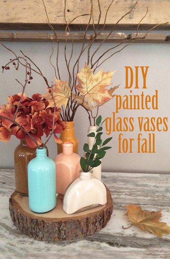 Hochzeit - DIY Painted Glass Vases For Fall