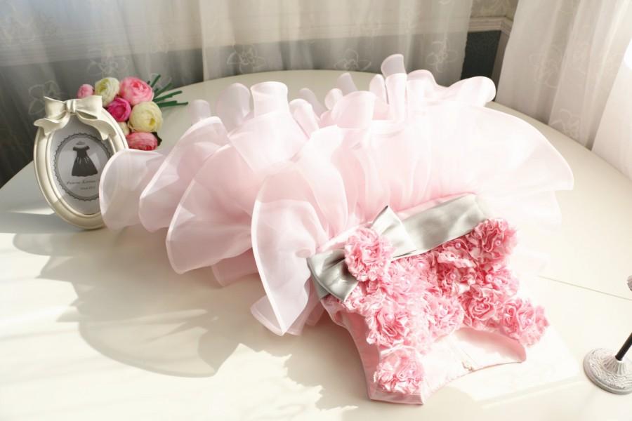 Hochzeit - Infant Glitz Pageant Dress with Fancy Pink Flowers, Birthday Dress 1 Year Old, Birthday Dress Baby, PD057-2