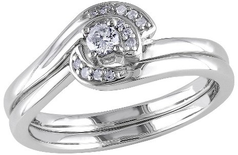 زفاف - Allura 1/7 CT. T.W. Diamond Bridal Set in Sterling Silver (GH) (I2-I3)