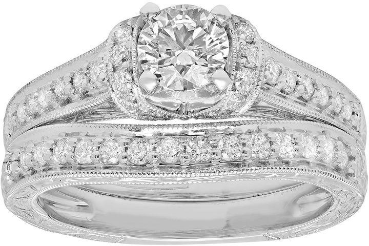 Mariage - MODERN BRIDE Modern Bride Signature 1 CT. T.W. Diamond 14K White Gold Bridal Ring Set