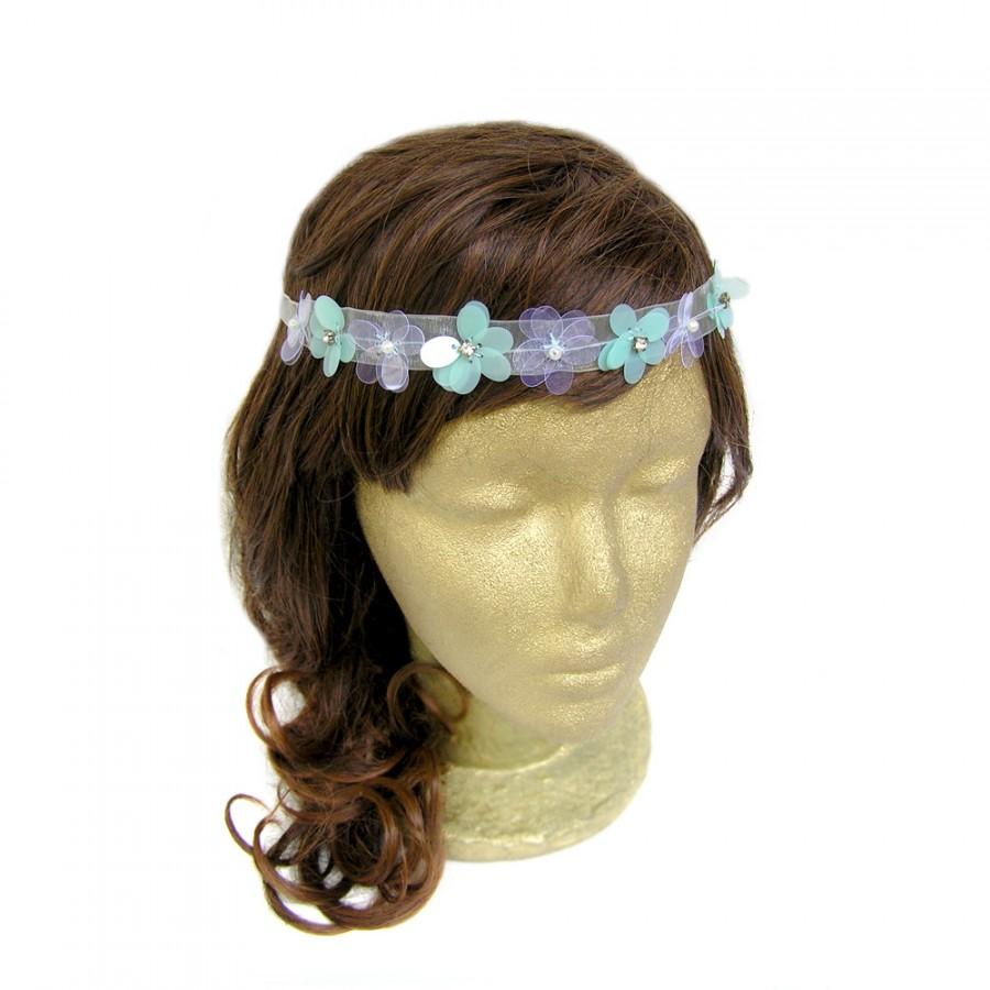 Свадьба - Mint Headband, Flower Hair Piece, Boho Headband, Bridesmaid Hair Accessories, Bachelorette Headband, Blush, White, Dark Blue
