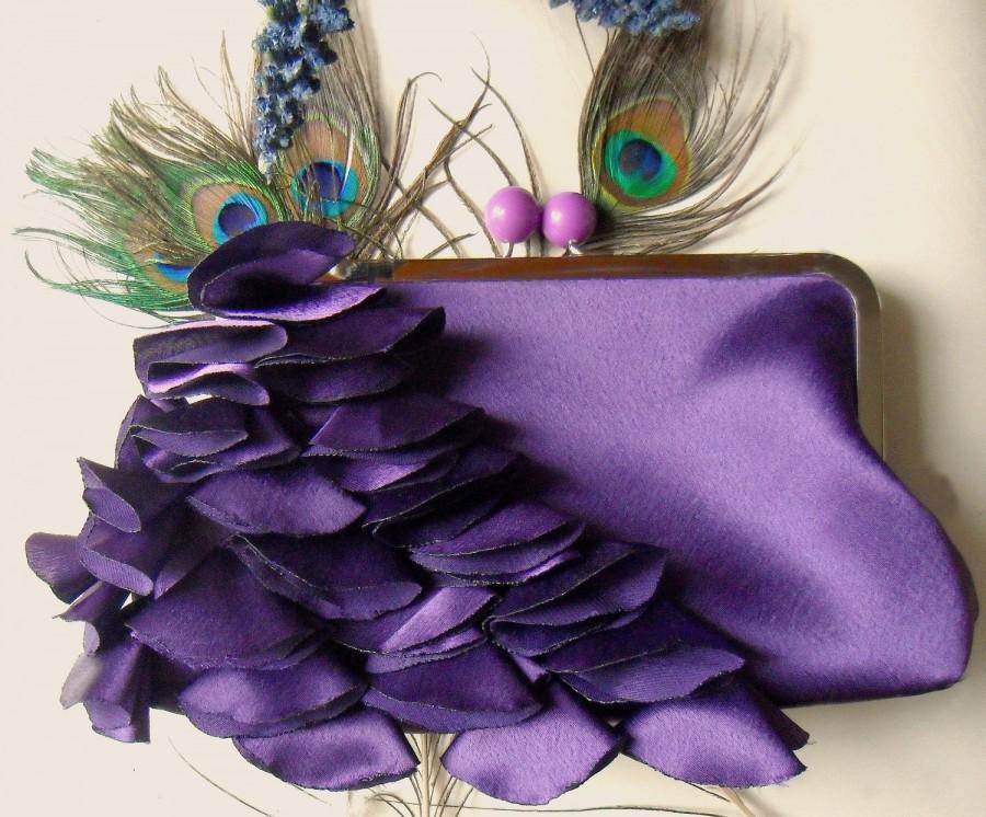 Hochzeit - Purple Avant Garde Bridal Clutch- Custom, Made-to-order
