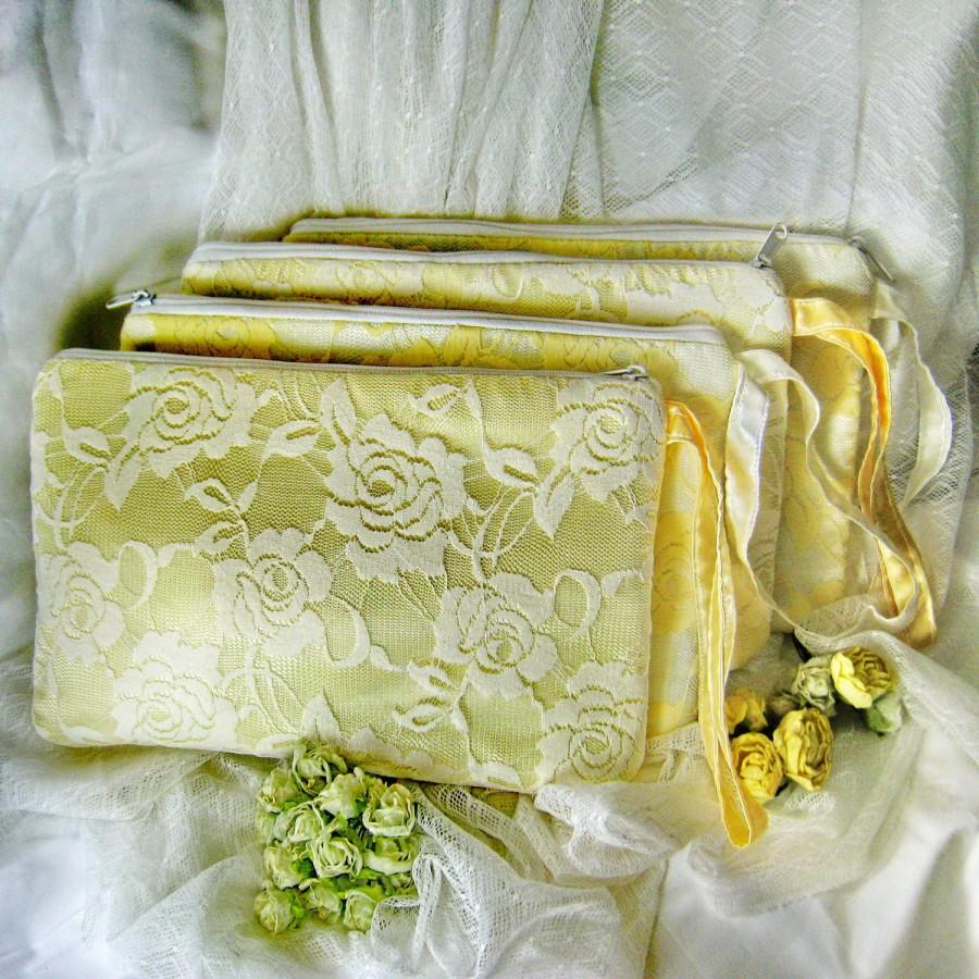 زفاف - Set of 5 Satin lace clutch, bridesmaids clutch wedding purse bag (Ref: CL903) CHOOSE your color
