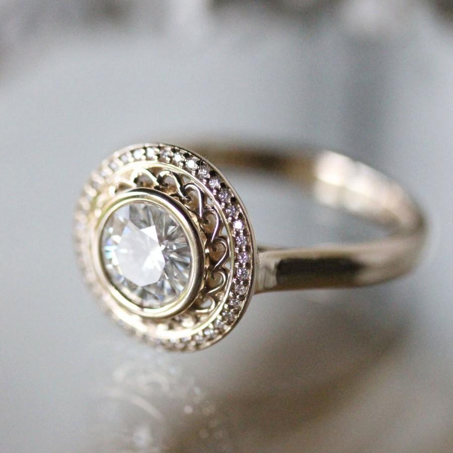 زفاف - Forever Brilliant Moissanite 14K Yellow Gold Ring, Engagement Ring, Gemstone Ring, Stacking Ring, Anniversary Ring, Recycled - Made To Order
