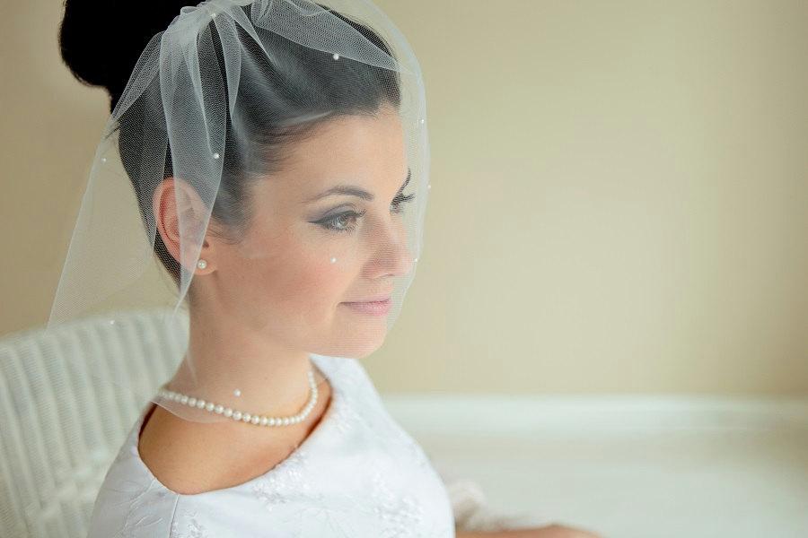 Wedding - Birdcage veil with pearls, bridal veil