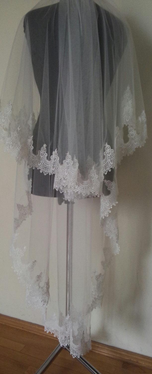 Свадьба - FREEE Shipping !Royal alecon lace wedding veil, ivory lace veil, white veil, ivory veil, lace veil,white veil, white lace 