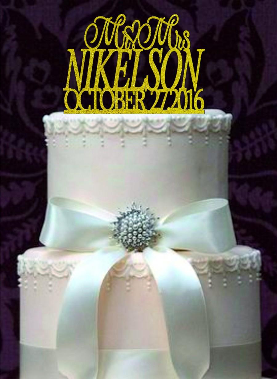 زفاف - Personalized Mr and Mrs Wedding Cake Topper with YOUR Last Name and Wedding Date, Custom Cake Topper, Rustic monogram wedding cake topper,