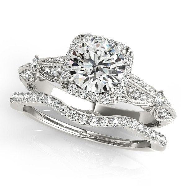 Hochzeit - 1 ct Forever One Moissanite Solid 14K White Gold Diamond Engagement Ring - OV61985