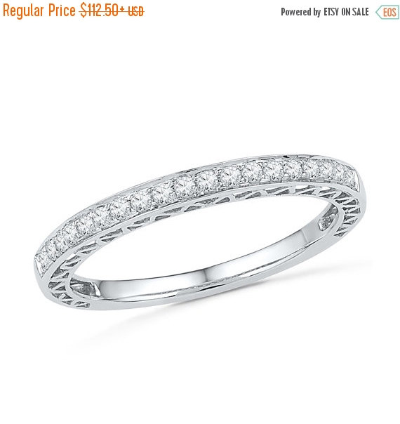 Mariage - Holiday Sale 10% Off Ladies Diamond Wedding Band Made With White Gold or Sterling Silver