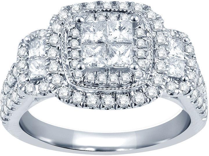 زفاف - Nicole By Nicole Miller 1 CT. T.W. Princess & Round Diamond Engagement Ring