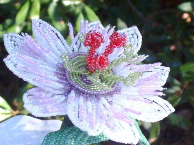 زفاف - French Beaded Purple and White Passion Flower