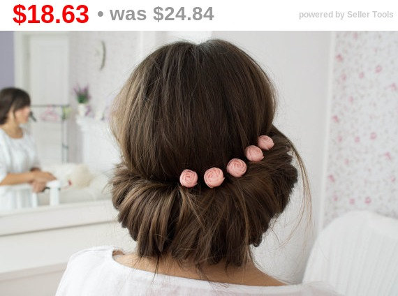 Свадьба - SALE ! Pink Ranunculus Hair Pins Wedding Hair Pins Flower Pins Floral Hair Pins Pink Rannuculus Hair Pins