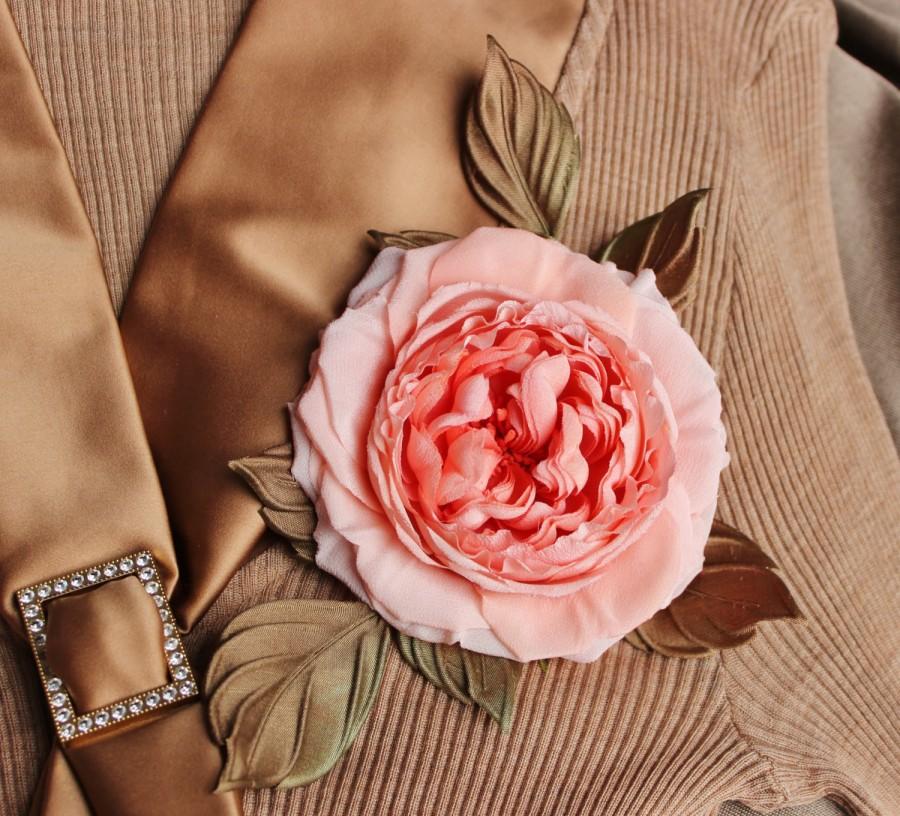 Wedding - Silk rose corsage, fabric rose brooch, bridal flower, fabric flower brooch, silk corsage