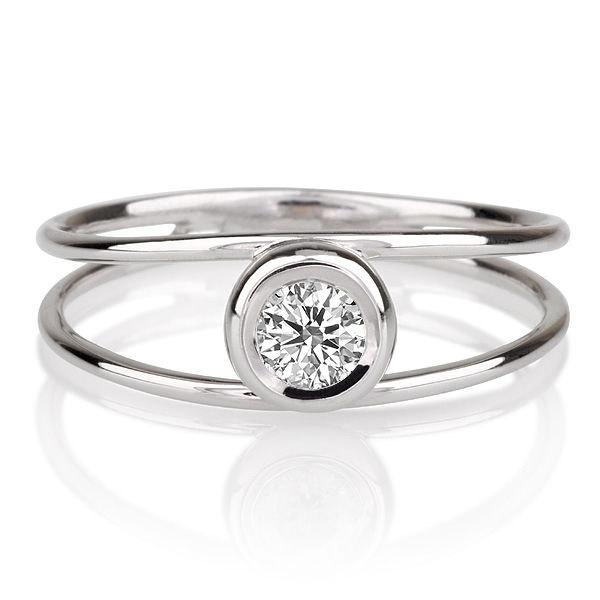 Свадьба - Unique Engagement Ring, Diamond Ring, 14K White Gold Ring, Solitaire Engagement Ring, 0.30 CT Diamond Ring Band