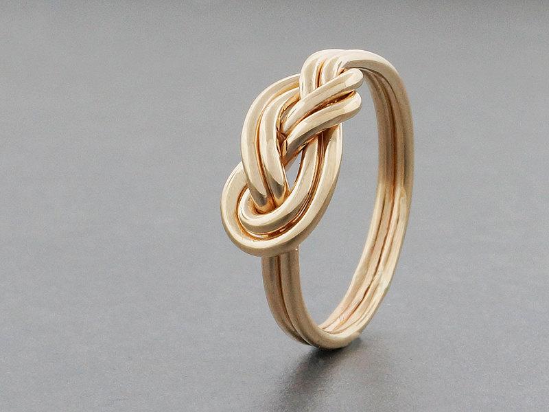 زفاف - Alternative engagement ring, 14k solid gold double figure 8 ring, climbing knot ring, thick gauge