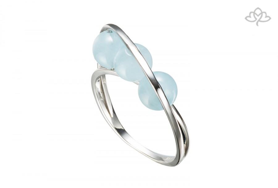 Wedding - Aquamarine Engagement Ring - Promise ring March birthstone - Blue stone ring 14k white gold - Wedding jewelry - CAROLINA by Majade