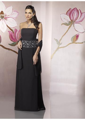 Mariage - 2015 Strapless Black Shawl Sleeveless Appliques Ruched Chiffon Floor Length