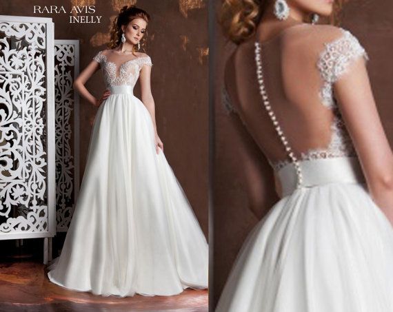 Wedding - Simple Wedding Dress INELLY, Beach Wedding Dress, Wedding Dress, Bohemian Wedding Dress, Bridal Gown