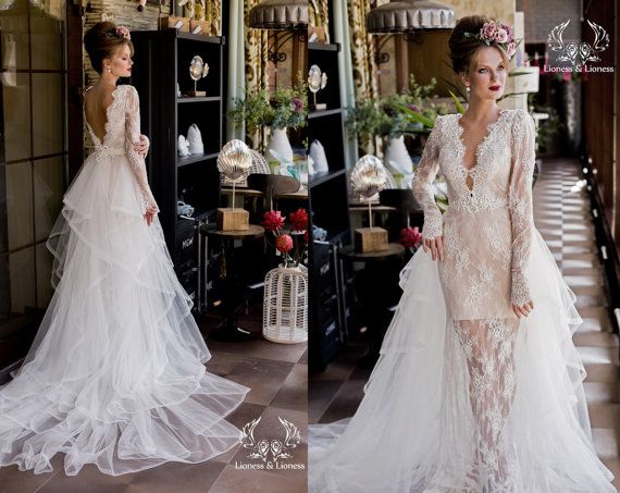 Wedding - Wedding Dress, Long Sleeve Wedding Dress, Lace Wedding Dress, Unique Wedding Dress