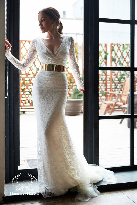 Hochzeit - Wedding Dress. Sexy Wedding Dress Anna. Lace Wedding Dress. Long Sleevs Wedding Dress
