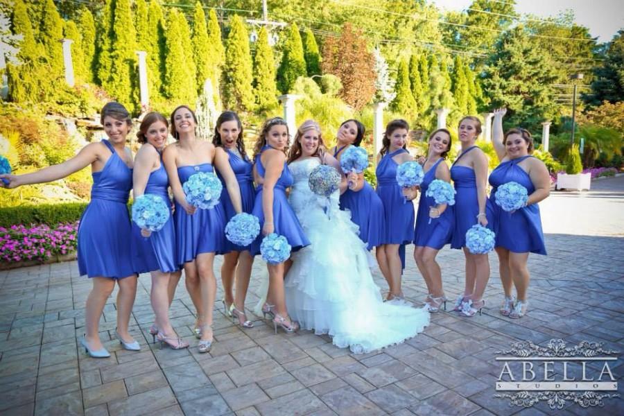 Hochzeit - Convertible infinity wedding bridesmaid wrap style elegant long short dress COBALT BLUE