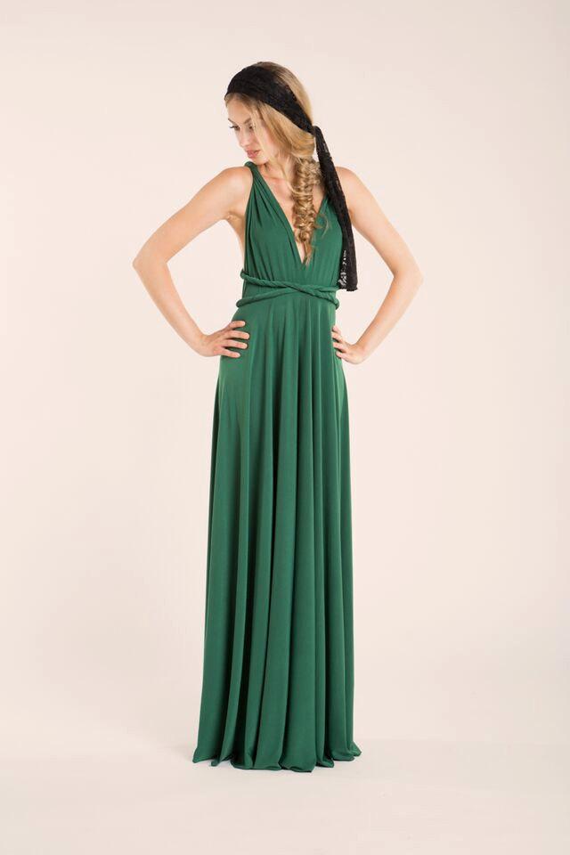 Wedding - Green Infinity dress, Green Long Infinity dress, Long green dress, Infinity dress, Bridesmaid Dress, Forest green maxi dress, ready to ship
