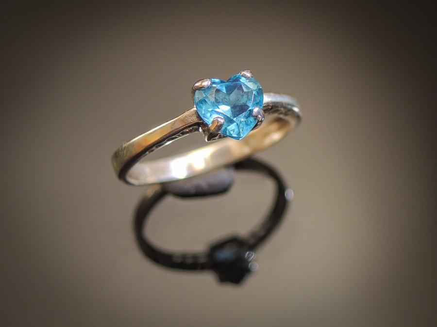 Mariage - Natural 1.10ct Swiss Blue Topaz Ring, Faceted Sky Blue Topaz Ring Sterling Silver ring, Aqua Blue Topaz, Topaz Gemstone Ring