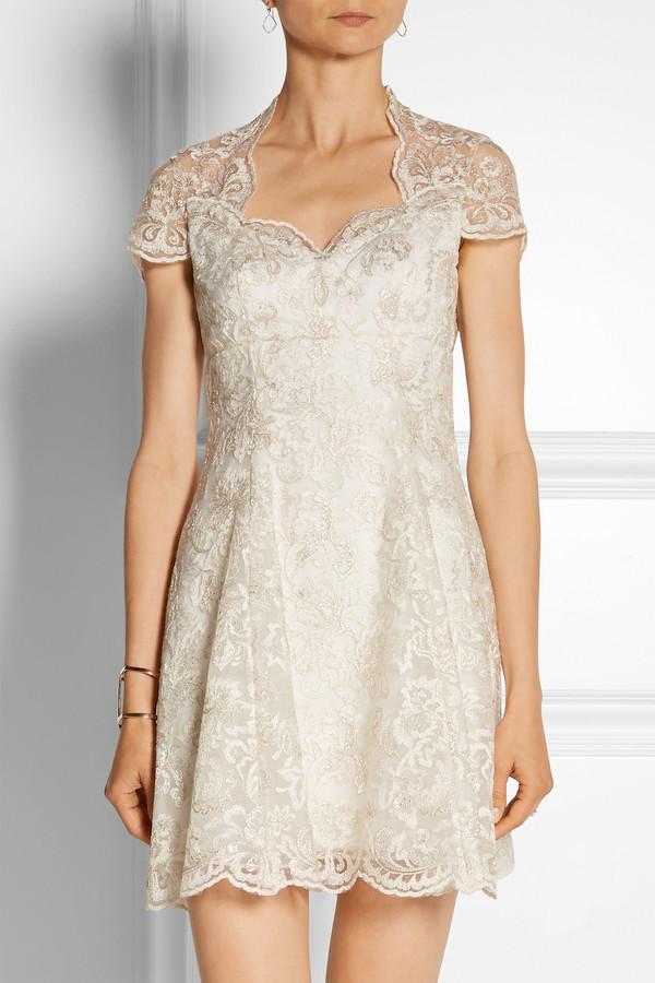 Hochzeit - Marchesa Notte Embroidered Tulle Mini Dress
