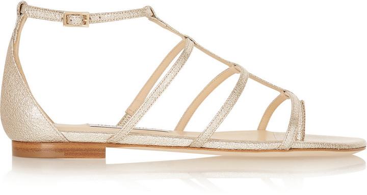 Mariage - Jimmy Choo Dory Metallic Textured-Leather Sandals
